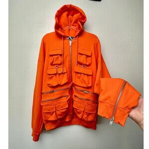 NWT Mastermind World Orange Multi-Pocket Utility Zip Hoodie Men’s M